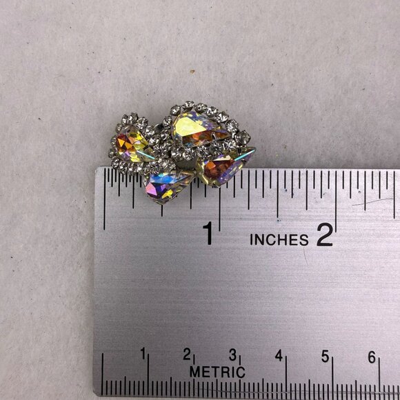 Weiss Womens Aurora Borealis Vintage Necklace & Earrings Set Silver Tone Rhinest - Picture 8 of 9